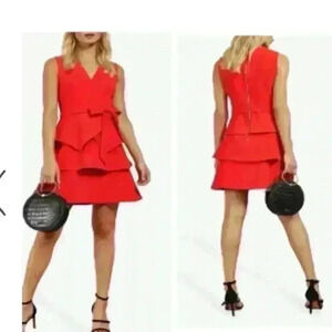 Ted Baker London Red Tiered Peplum Cocktail Dress